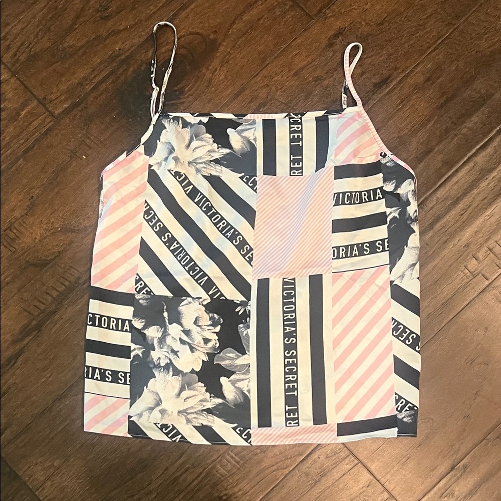 Victoria's Secret Romantic Satin Floral and Stripe Cami Small EUC